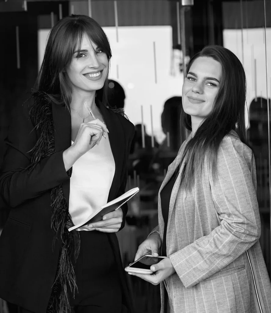 Two businesswomen talking
